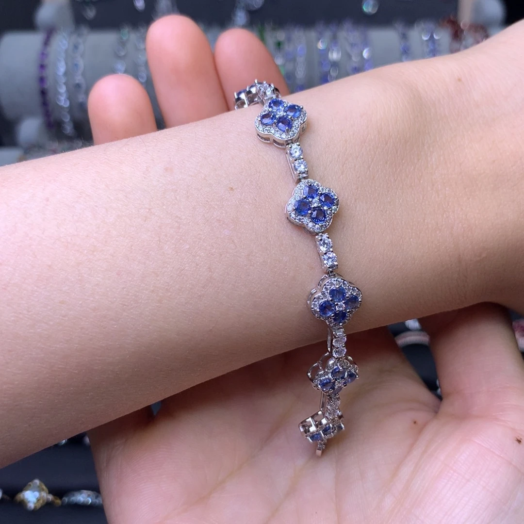 蓝宝石手链银S925镶嵌