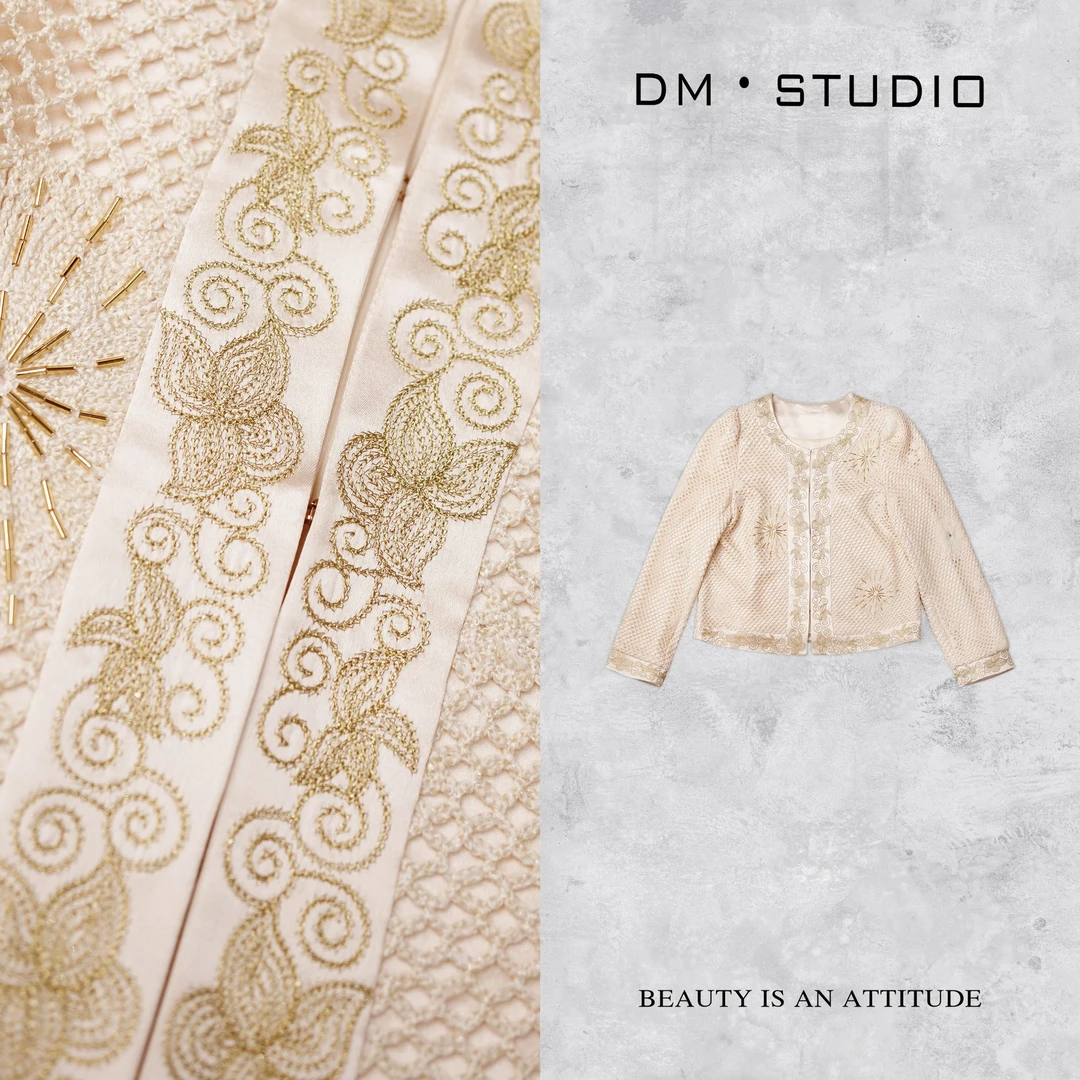 -DM•STUDIO/小众精致感气质高级绣花串珠长袖外套（DZ93105）