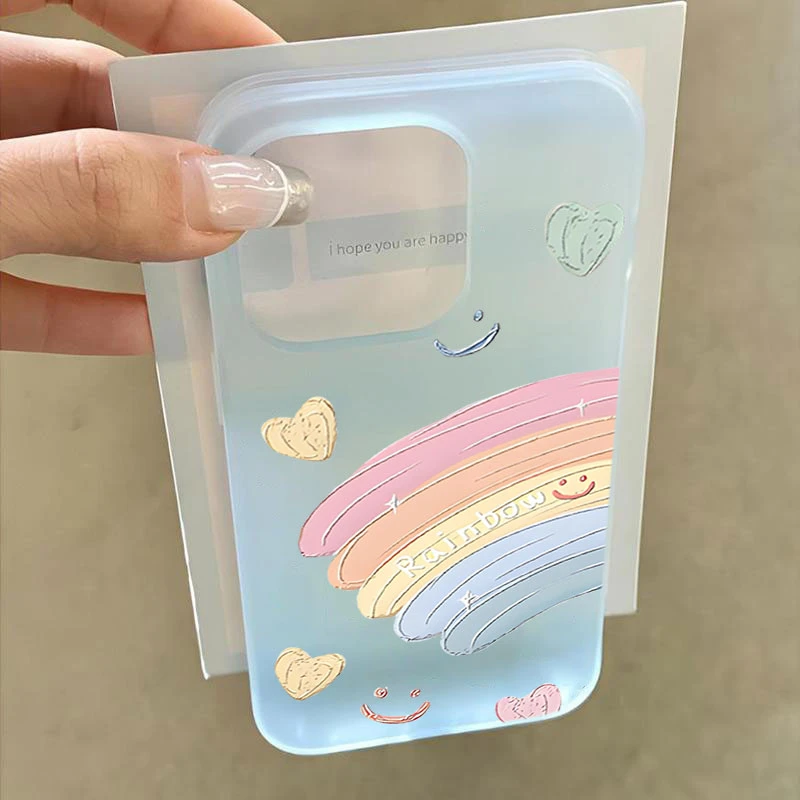 彩虹笑脸适用iphone16promax苹果15手机壳14PLUS软13幻影12防摔11