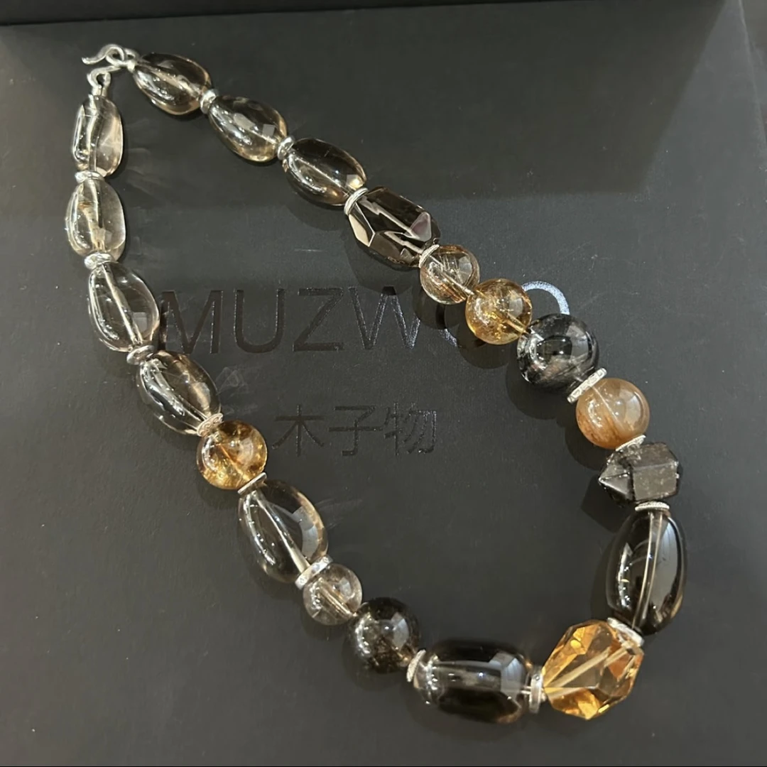 吊坠足银 木子物·海外限定系列足银手作多颗小茶小黑金多宝项链