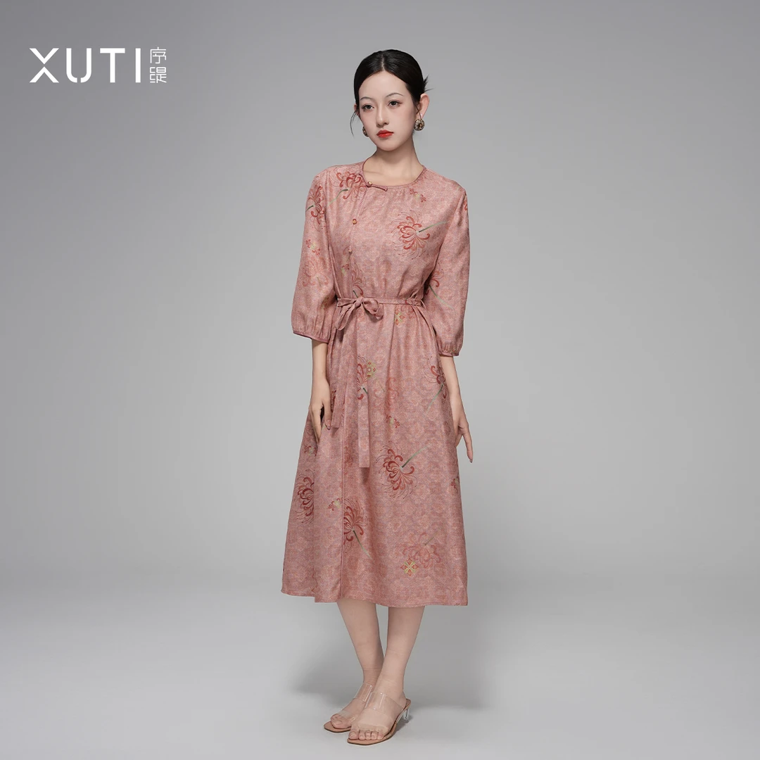 序缇『彼岸谣』新款新中式三经绞罗非遗桑蚕丝连衣裙女夏H127-18022