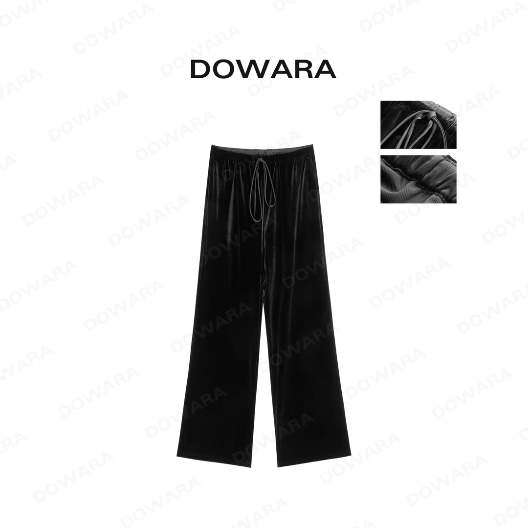 4181D【现货折扣】DOWAR大婉酱黑标百搭休闲显瘦丝绒裤长裤
