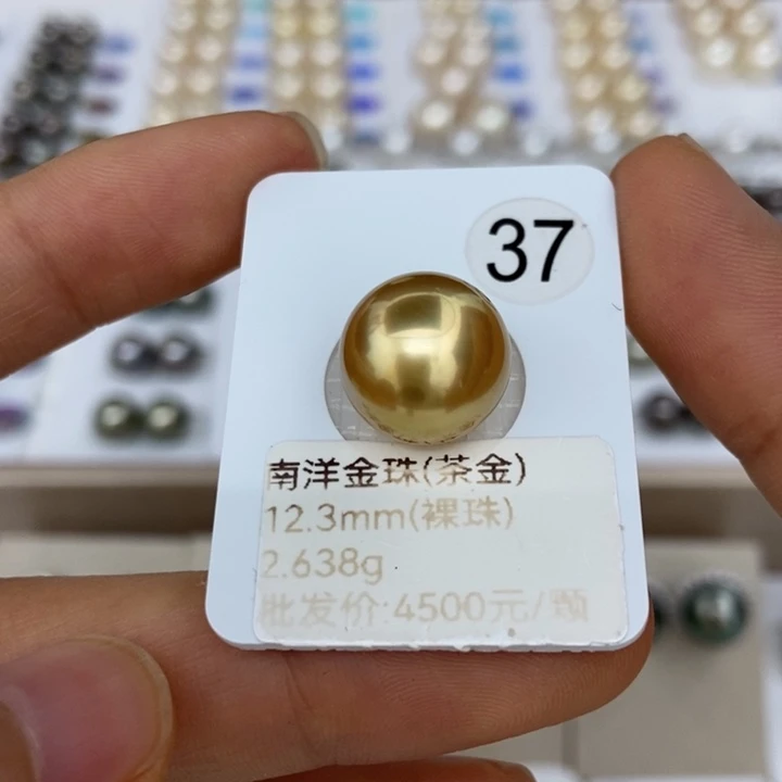 海水珍珠裸珠金珠12-13正圆无瑕