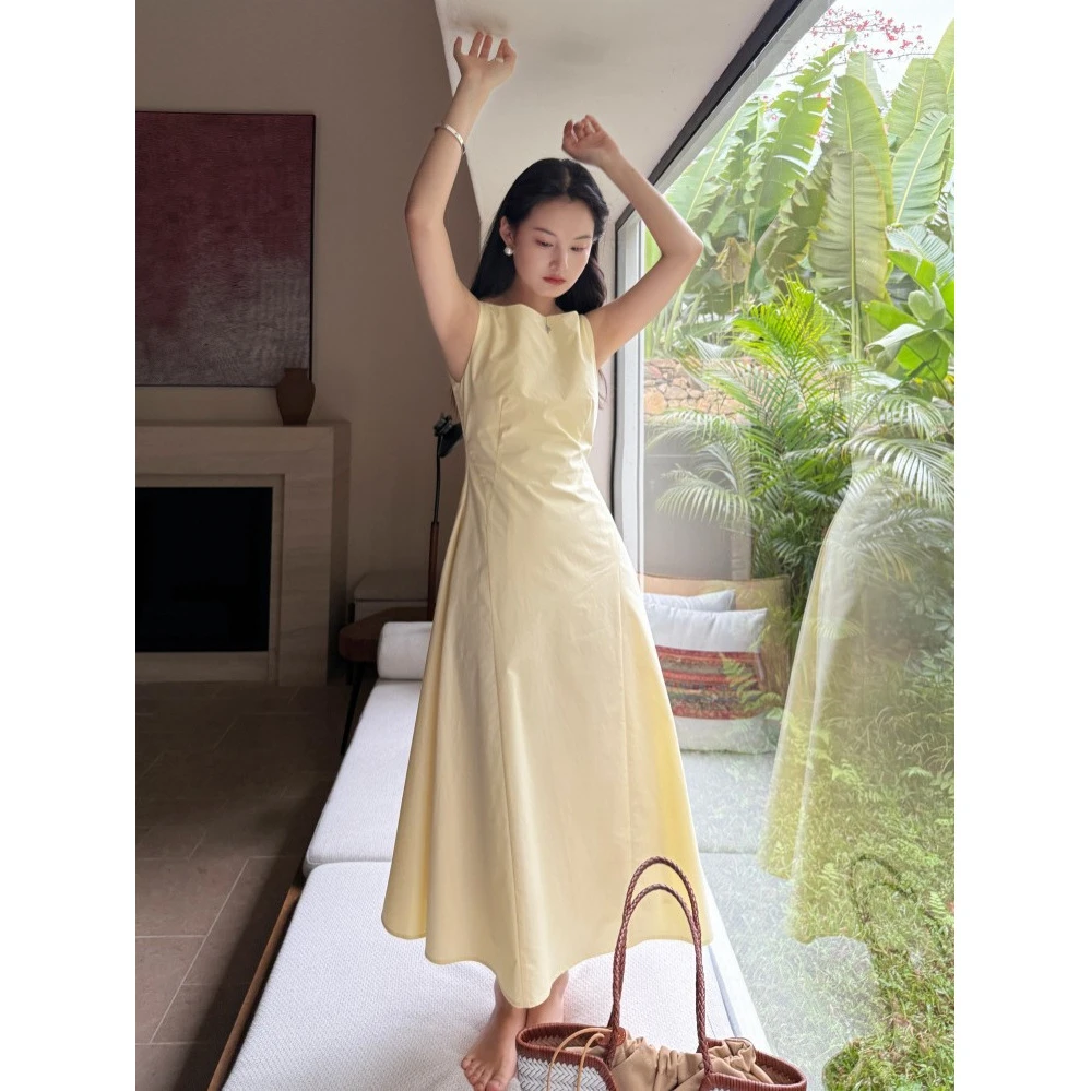 极简法式优雅不规则吊带裙 2025春夏DIGM收腰显瘦连衣裙女