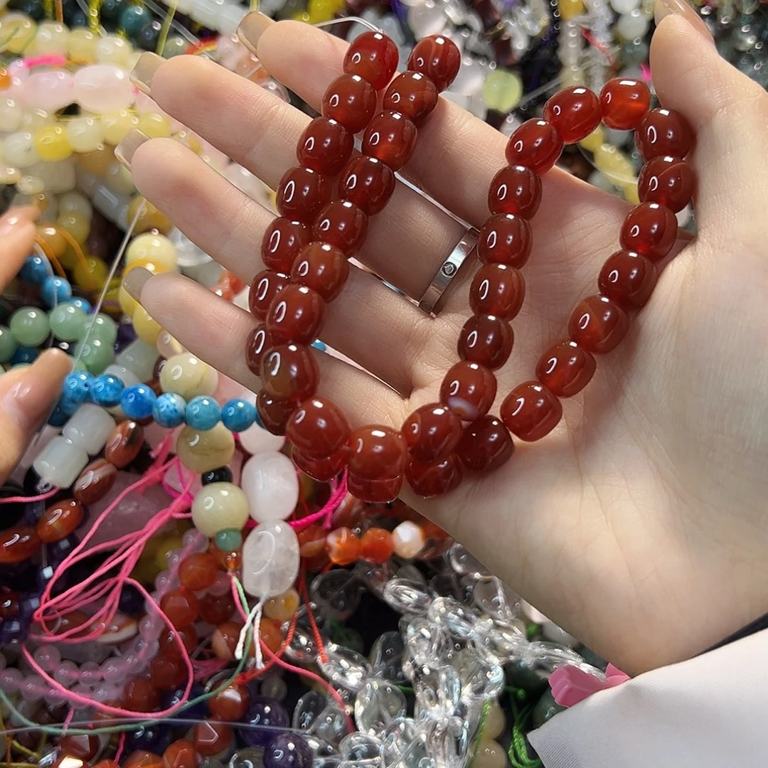 玛瑙/玉髓未镶嵌珠宝半成品卡10红玛瑙一条