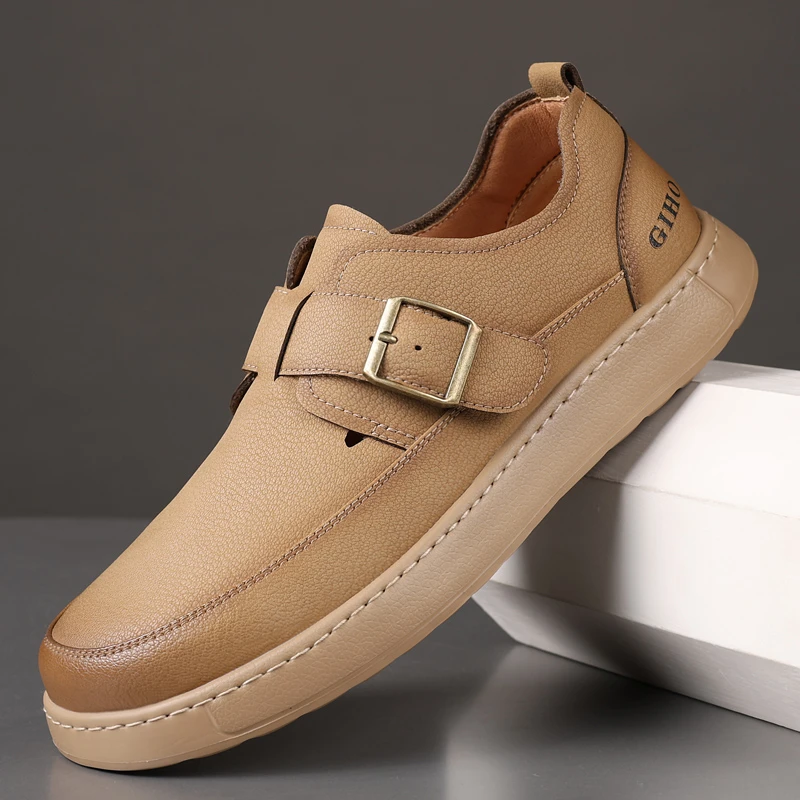 男鞋秋季真皮透气休闲皮鞋男软底牛皮工装勃肯鞋男潮鞋