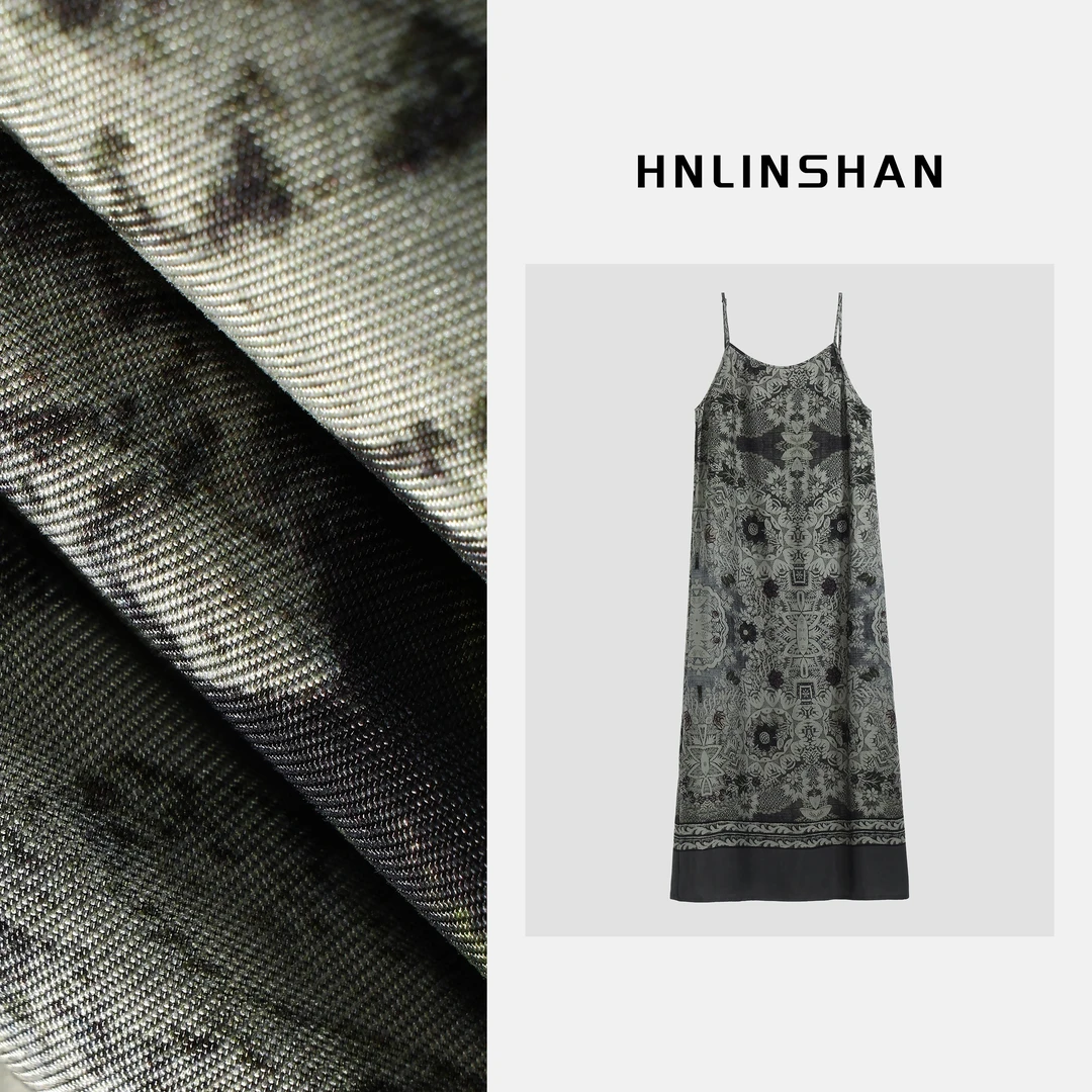 HNLINSHAN【森之境】25夏季新款铜氨丝双面印花吊带连衣裙BXQ2017