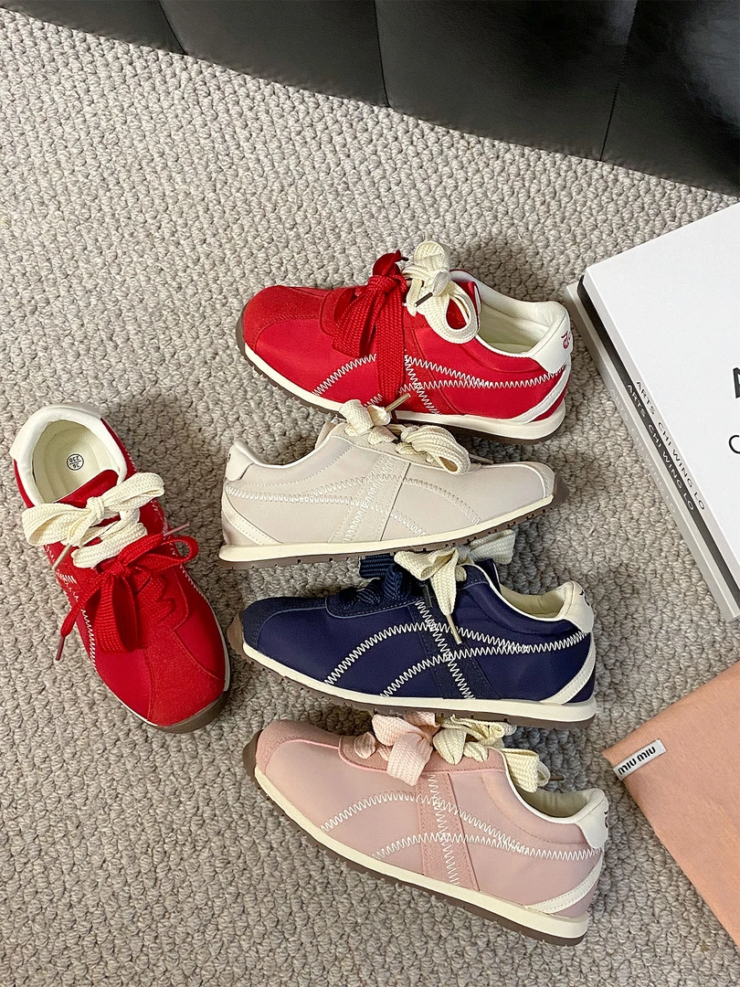 2025年新款德训双鞋带时尚百搭透气潮鞋跑步低帮ins风阿甘鞋女