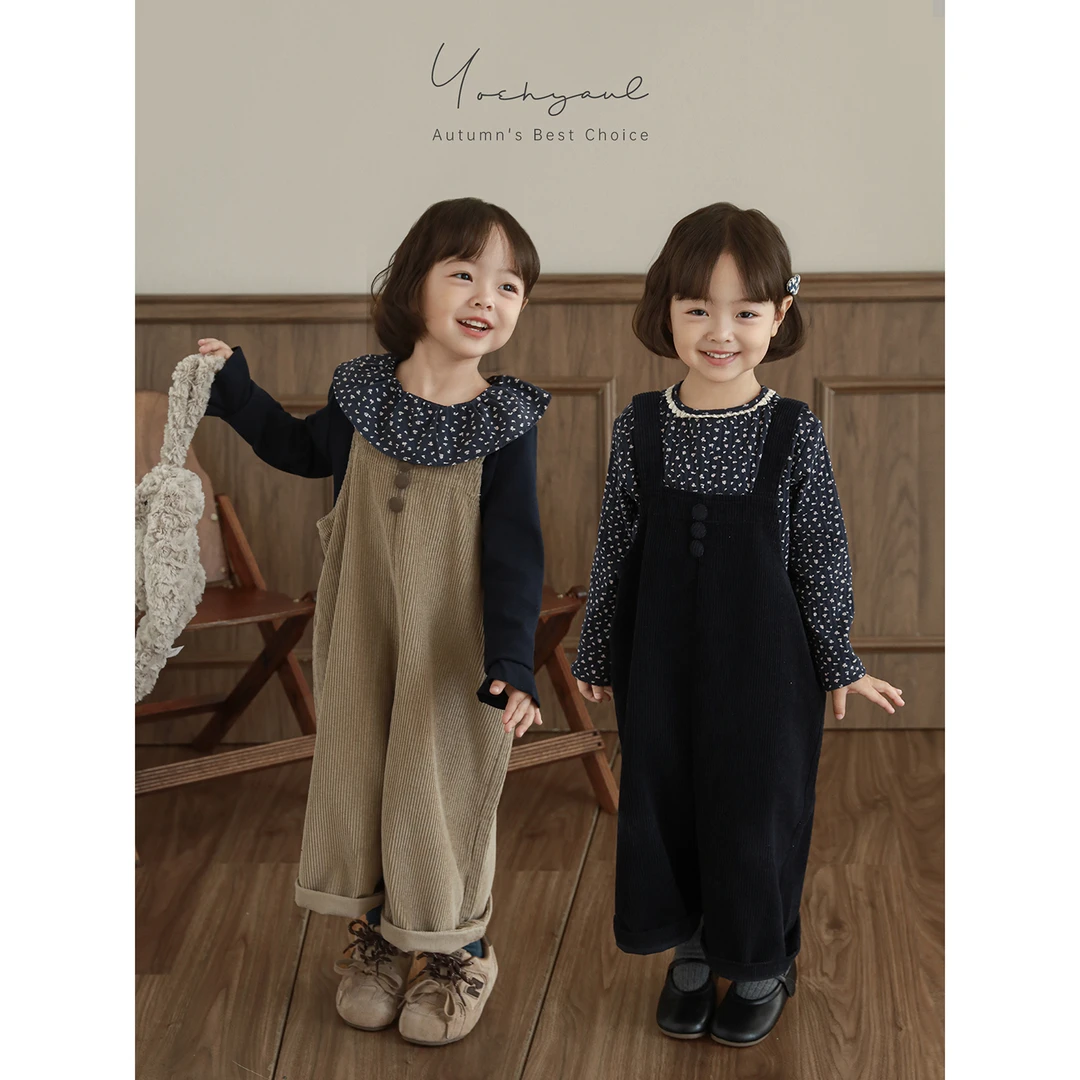 幼悠女童2026秋冬季套装儿童俏皮可爱打底衫韩系百搭背带裤Q4694