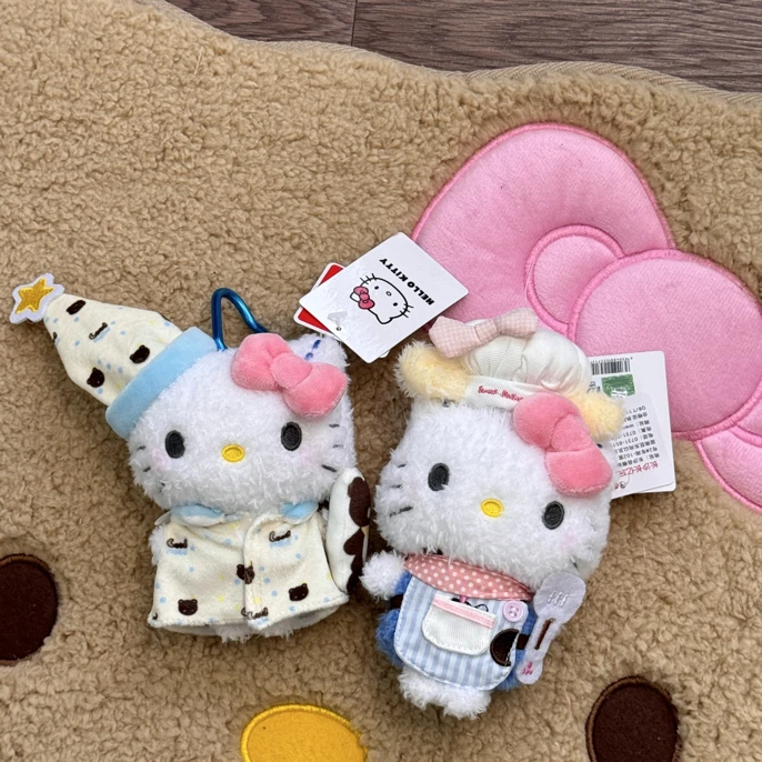 正版hello kitty包包挂件线条甜美少女心饼饼厨师睡衣治愈包挂