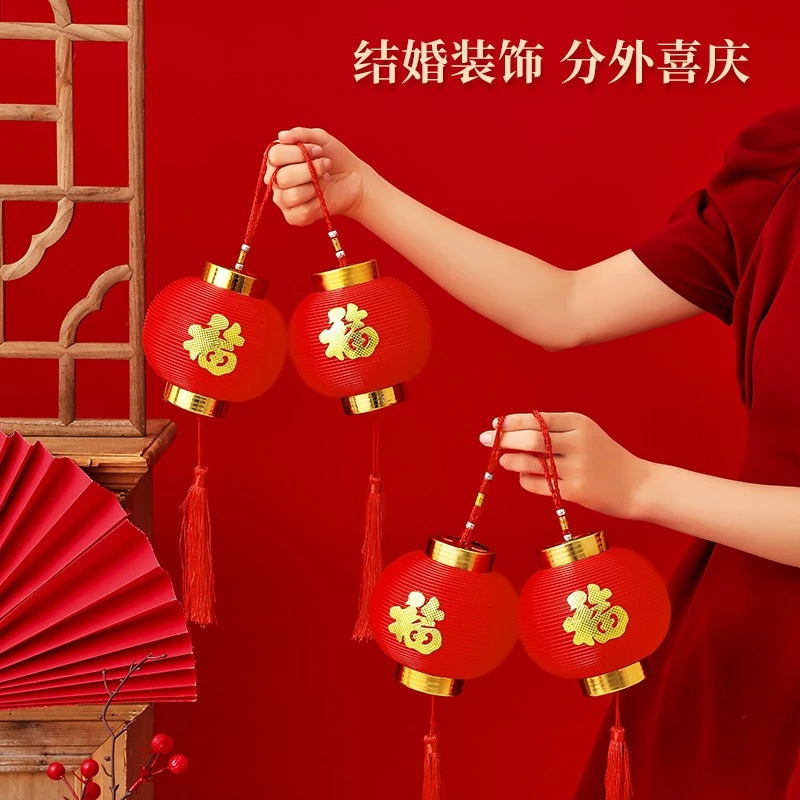 新年小红灯笼pvc挂饰小红灯笼批发挂树上新年乔迁之喜塑料小灯宠