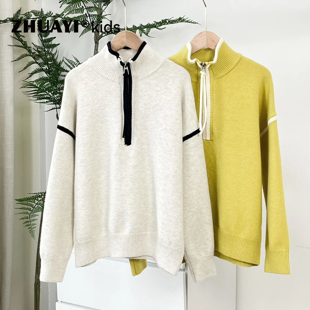 女童2025秋冬新款韩版立领毛衣加厚针织衫上衣保暖（25405341）1