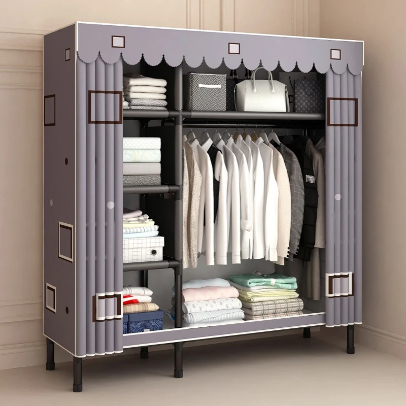 简易衣柜家用卧室组装布衣柜全钢架加粗加厚结实耐用出租房布衣橱
