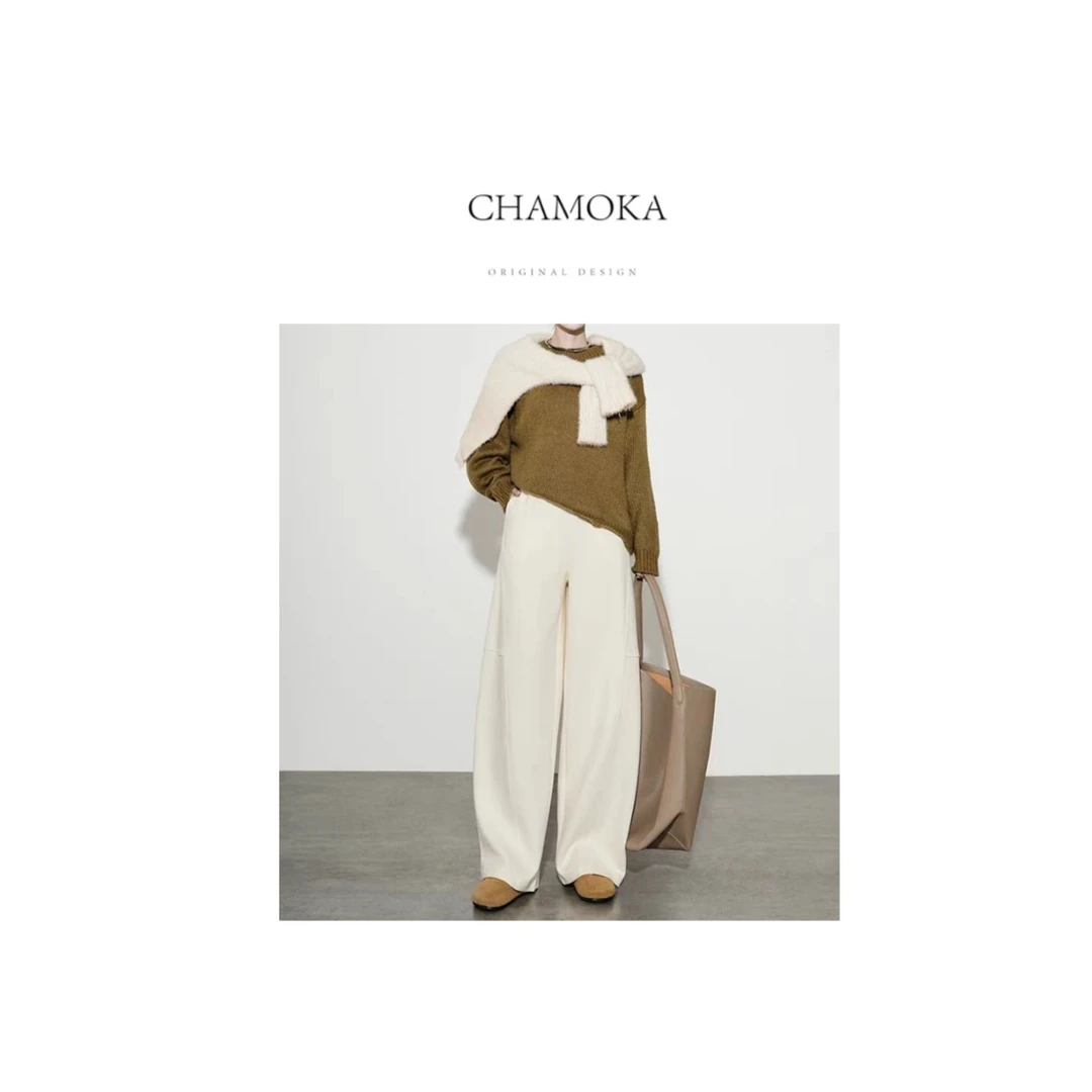 【年中大促】夏莫卡时尚轻奢高腰显瘦调性雅痞毛呢裤K7822