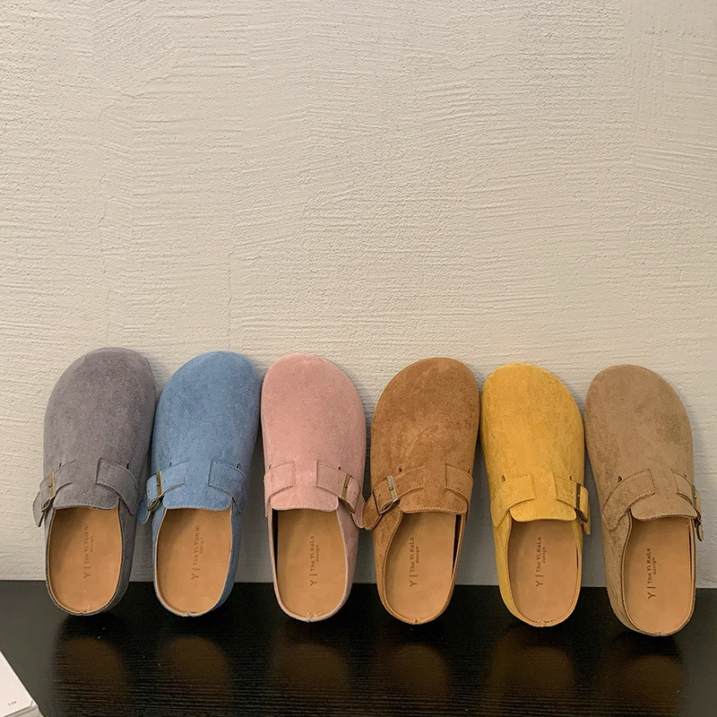 糖果色小众复古厚底包头拖鞋女外穿2025年新款春秋懒人勃肯拖鞋女