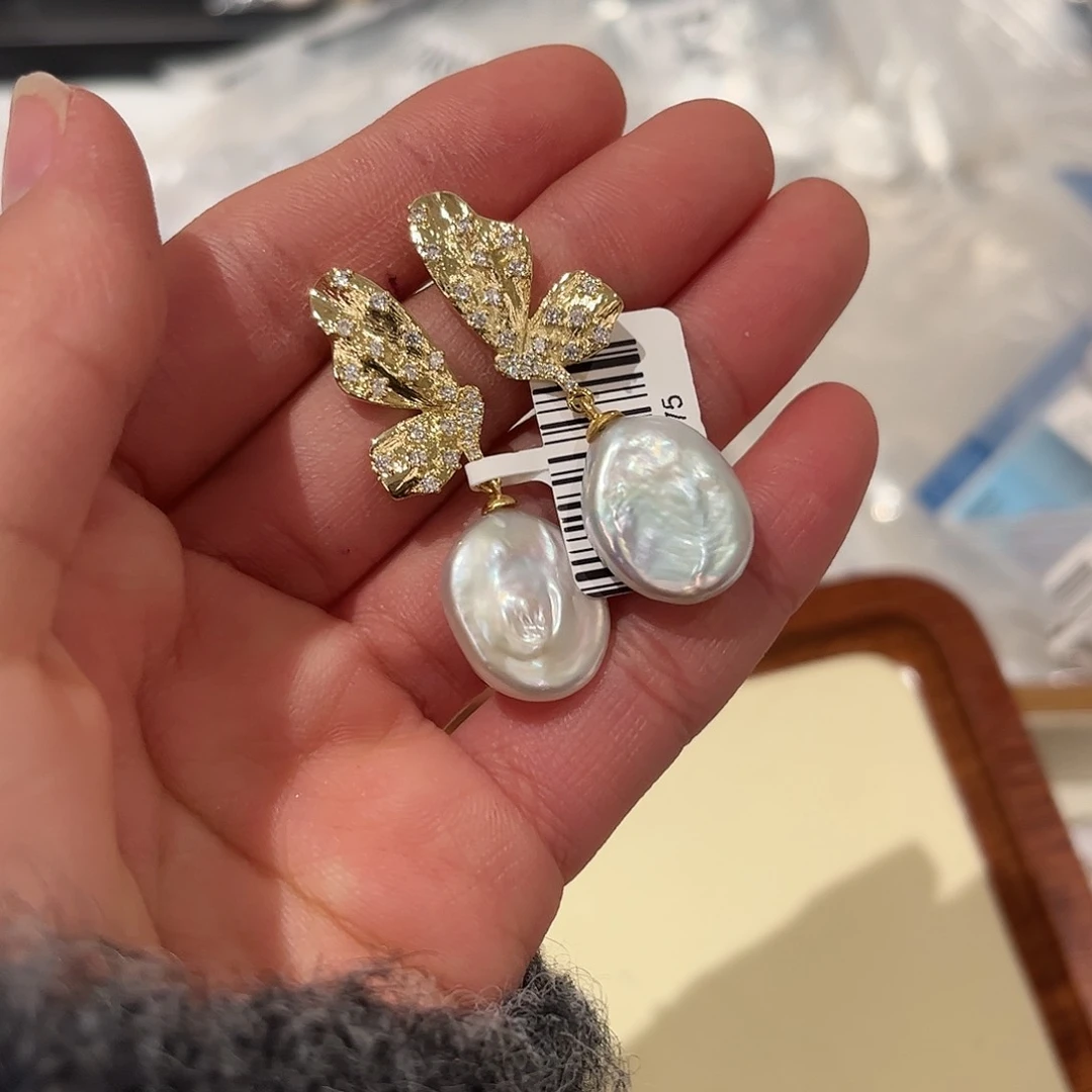 淡水珍珠耳饰合金