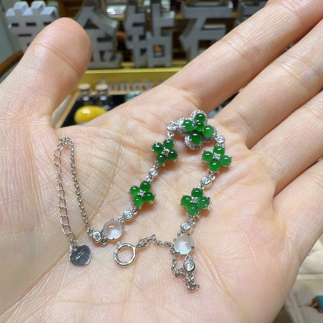 翡翠18K金镶嵌手链