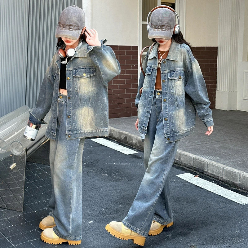 女童装儿童套装春秋季新款休闲时髦牛仔韩版洋气女孩时尚衣服