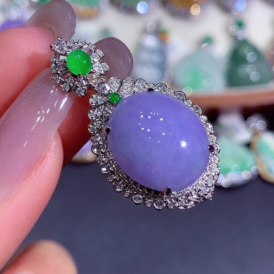 翡翠18K金镶嵌吊坠(不含链)