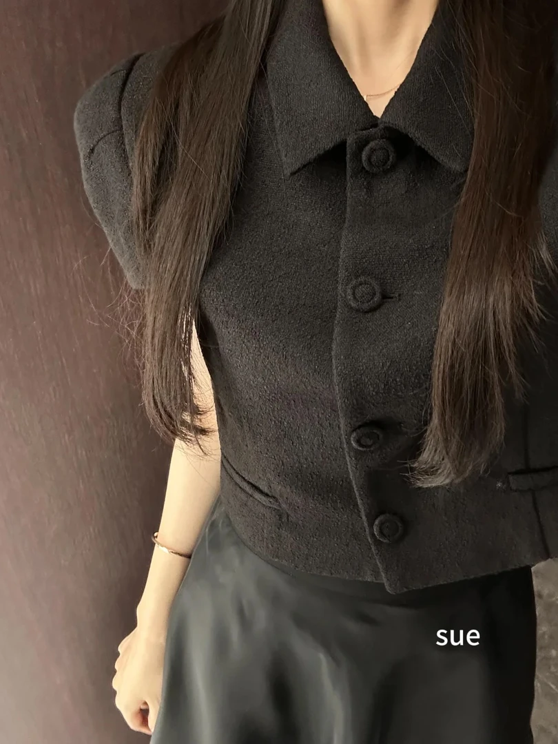 短袖直筒型休闲风薄款女短外套夏季上衣休闲不规则