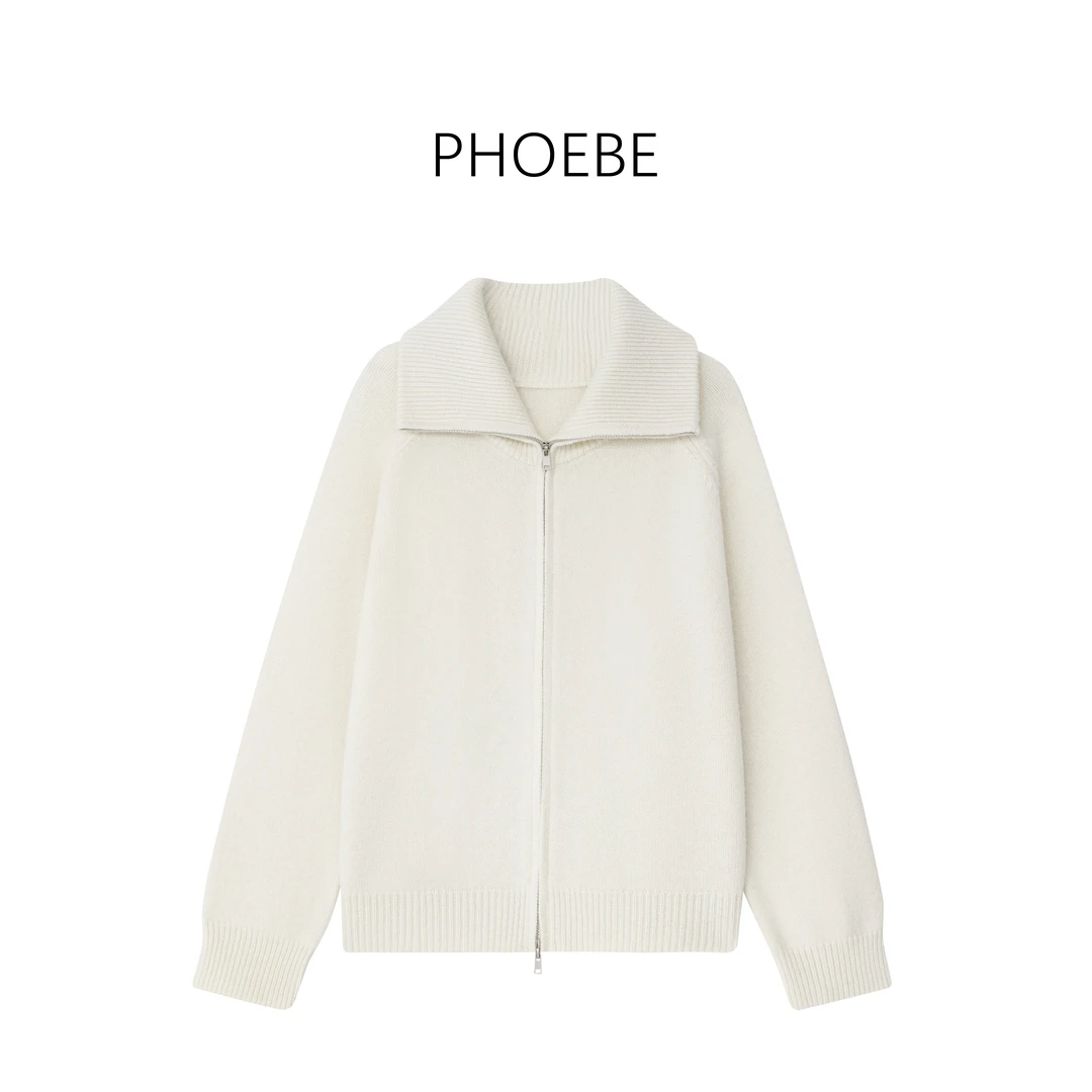 【限定翻领毛衣】PHOEBE叶姐 秋冬翻领设计毛衣开衫HF5100472C