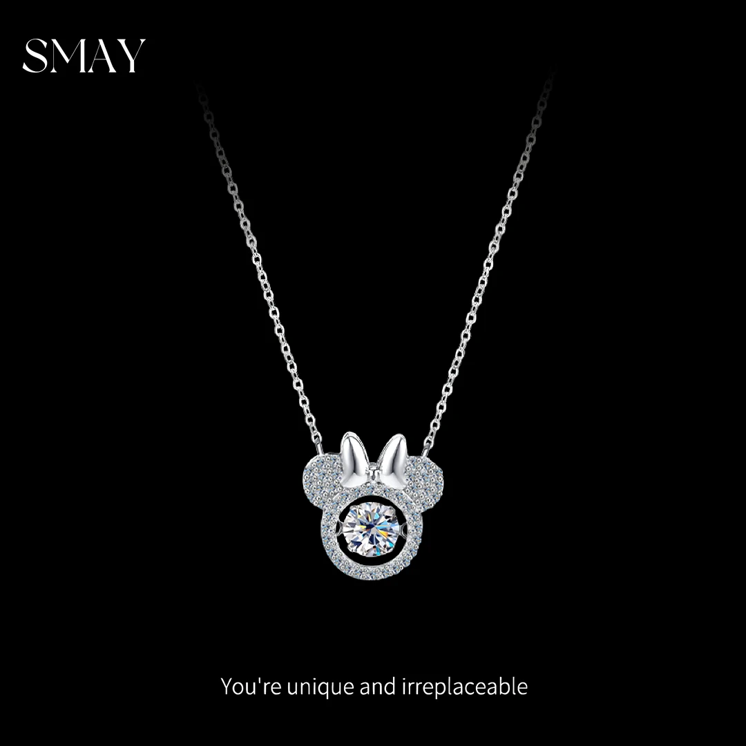 铜陶瓷项链 925银米奇灵动莫桑石项链女款时尚轻奢锁骨链高级气