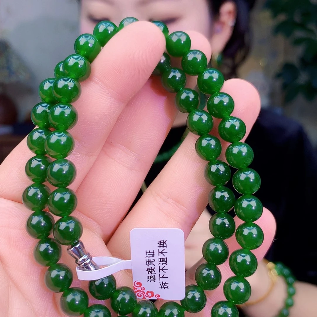 吊坠(不含链)银S925镶嵌和田玉（碧玉）项链