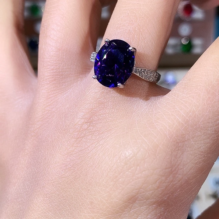 925银帝王紫戒指白