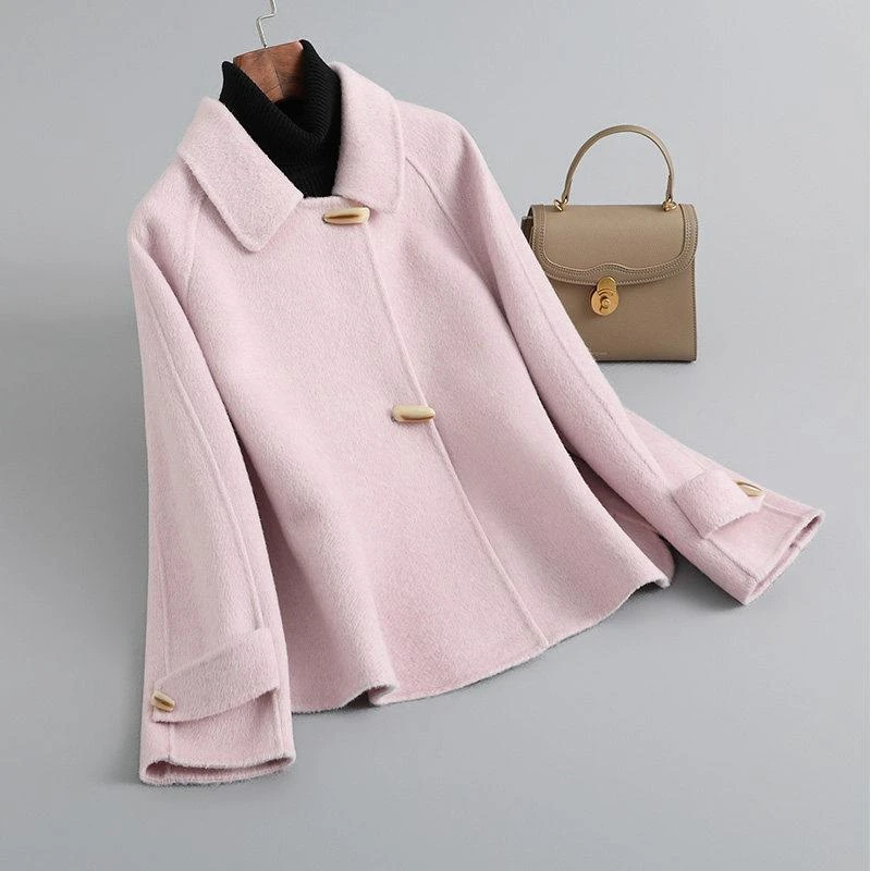 高端气质双面大衣女2025年冬季新款加厚小个子短款毛呢大码外套女