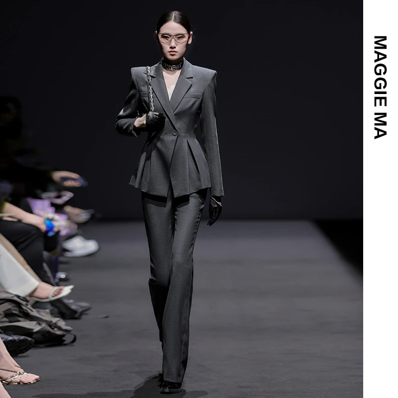 MAGGIE MA马婧设计师款时尚气质御姐修身立裁西装套装719C/775P
