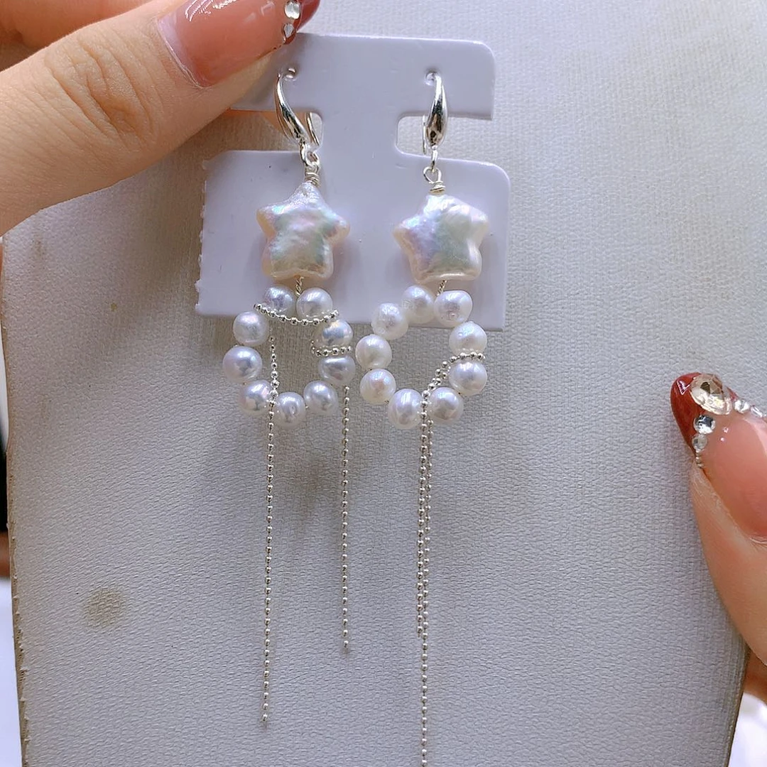 银S925镶嵌耳饰淡水珍珠