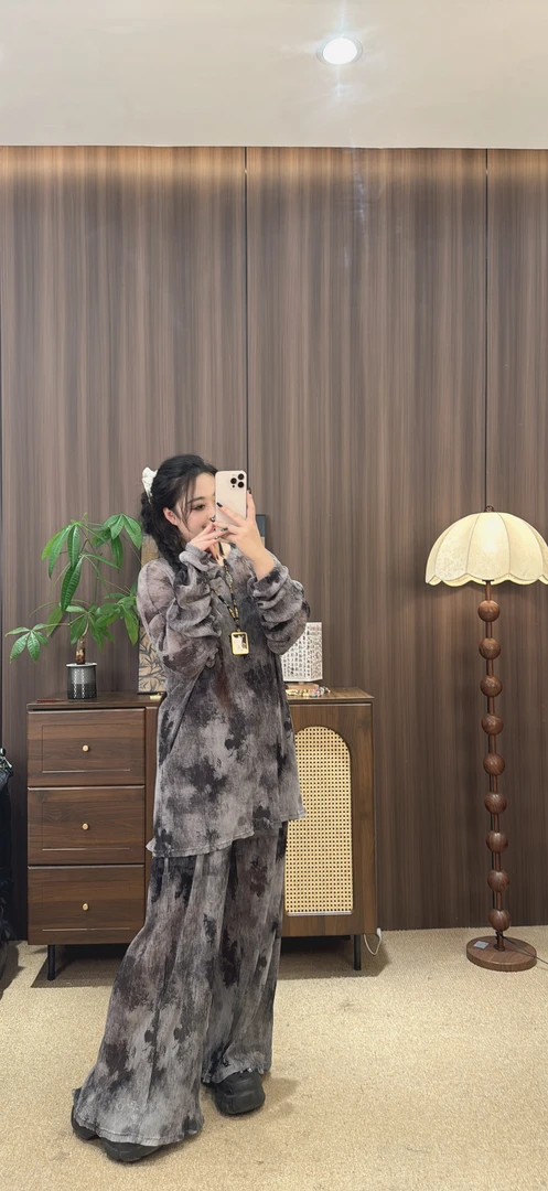 99139夏日褶皱防晒水墨画套装