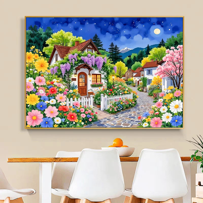 【小白定制】月光童话屋2025新款十字绣满绣63色手工绣【裸包无针】