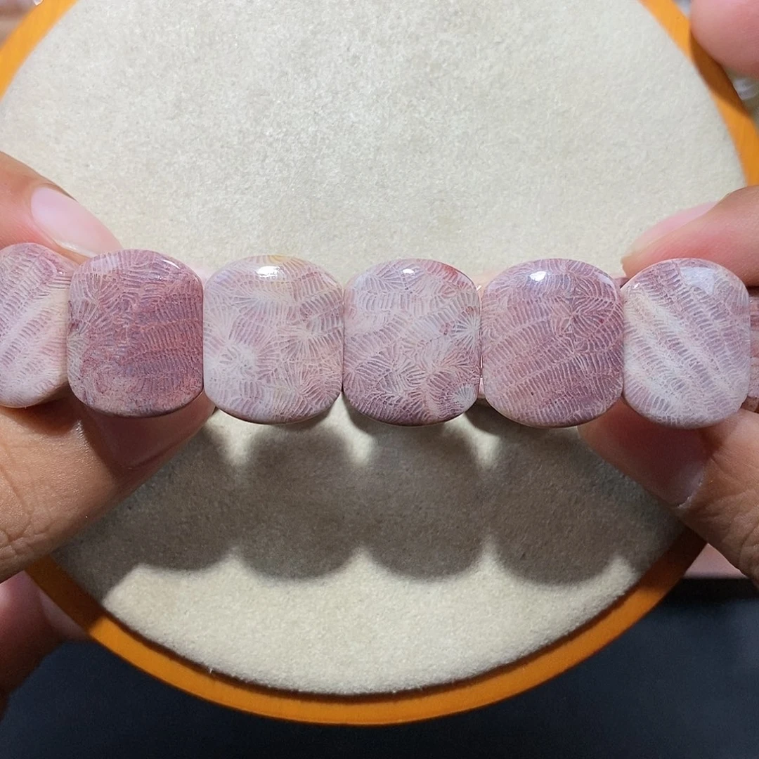 硅化珊瑚（珊瑚玉）手串未镶嵌紫大虫57