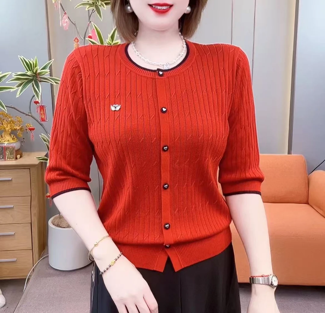 2025 新款时尚洋气圆领天丝假开衫37176