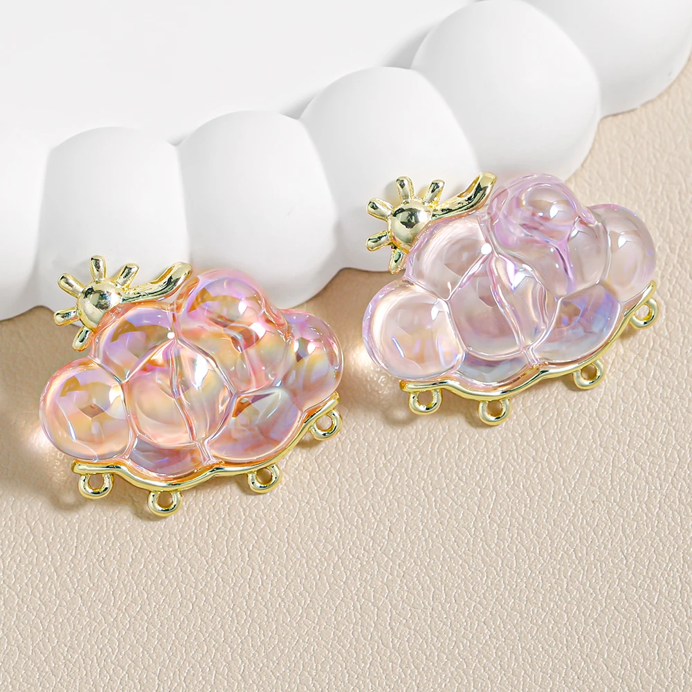 【海家】 合金+马贝透明云朵三吊成品手工diy饰品配件