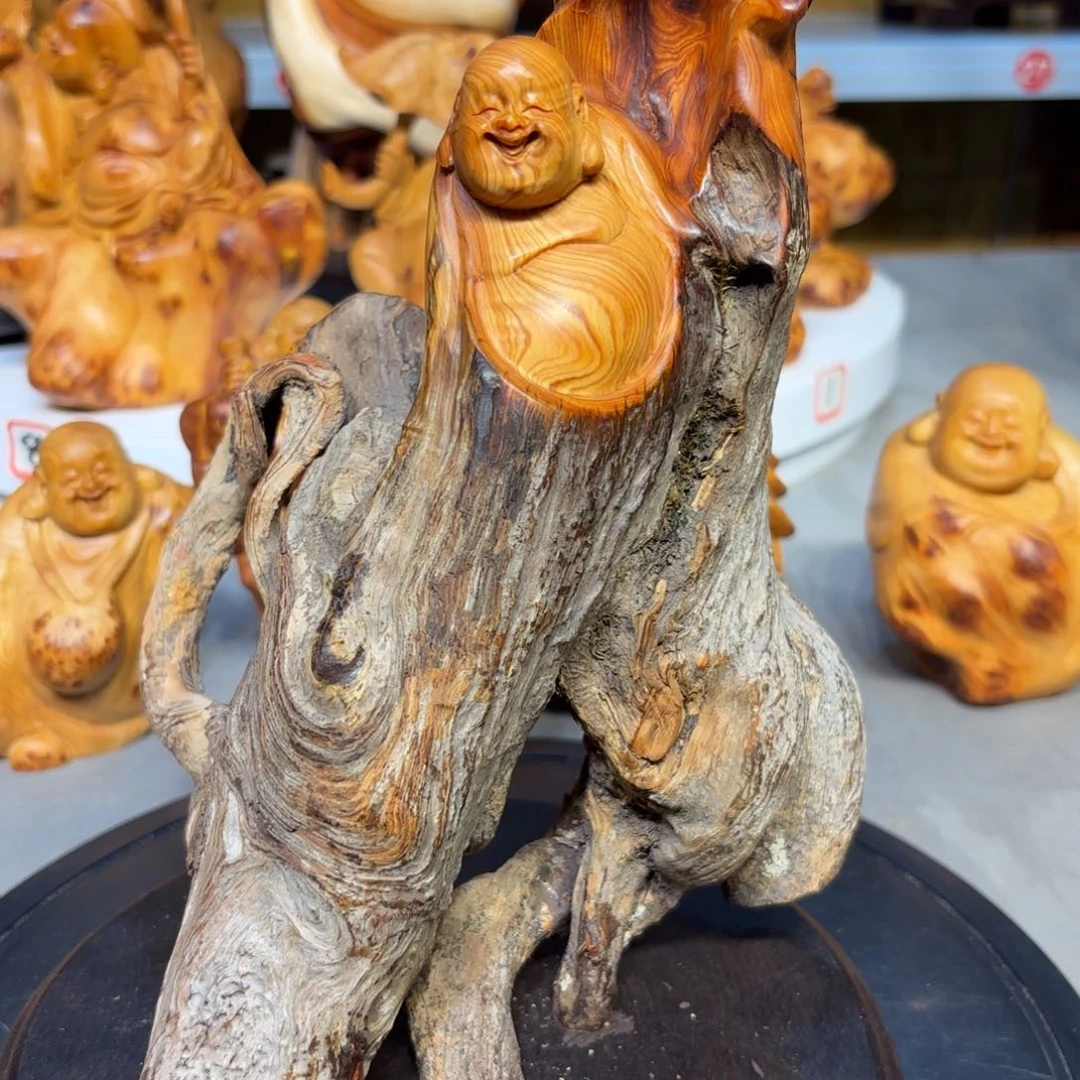 木太行崖柏弥勒佛