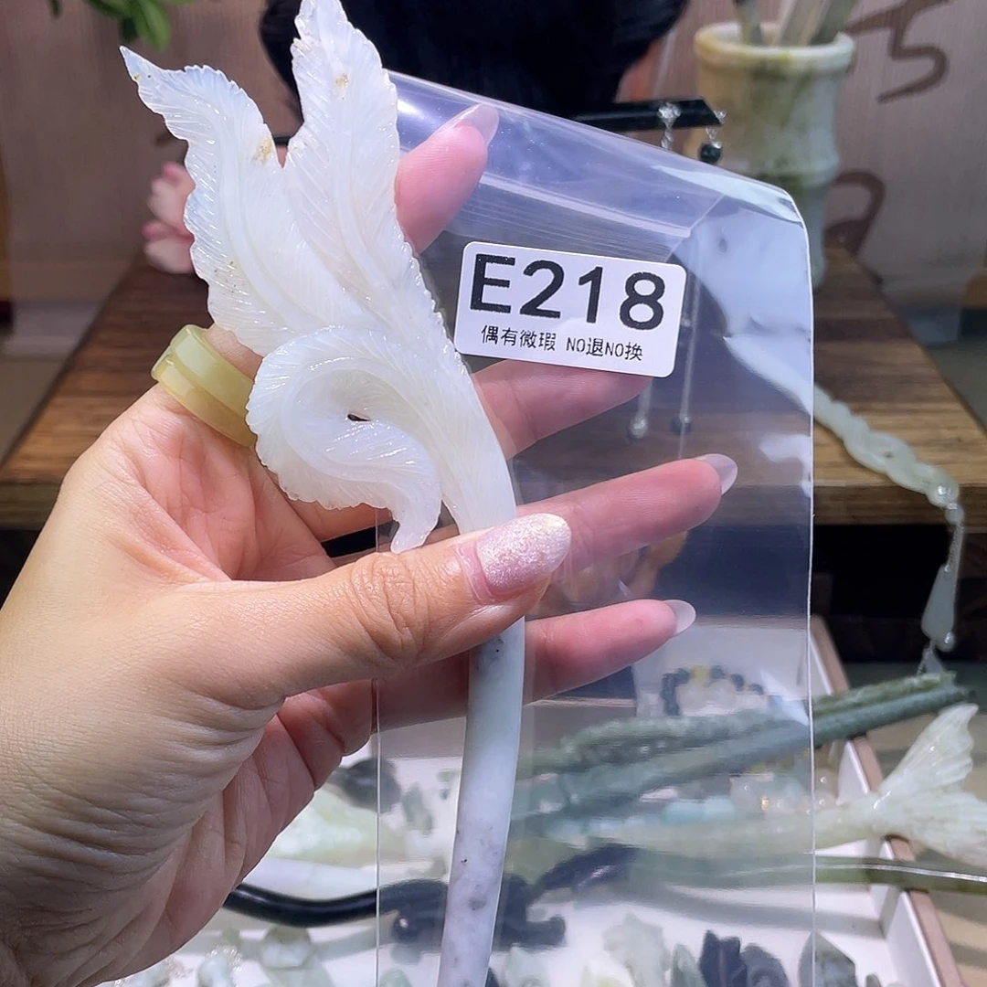 蛇纹石玉发饰银S925镀金镶嵌延