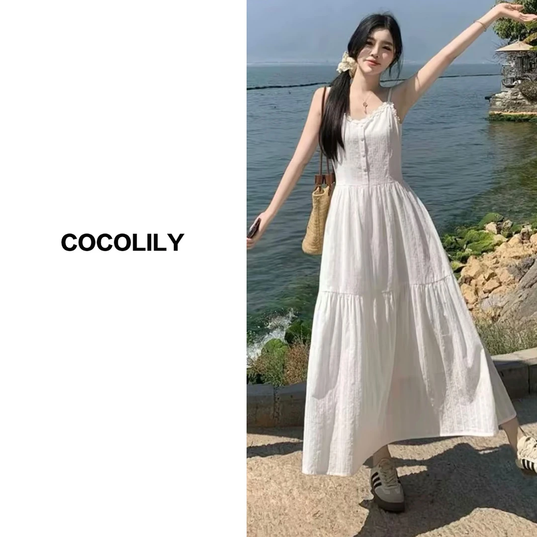COCO LILY2025夏季新款白色仙女吊带连衣裙女气质独特小众瘦 5719