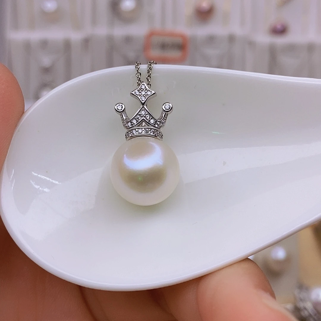 淡水珍珠银S925镶嵌吊坠(赠链)