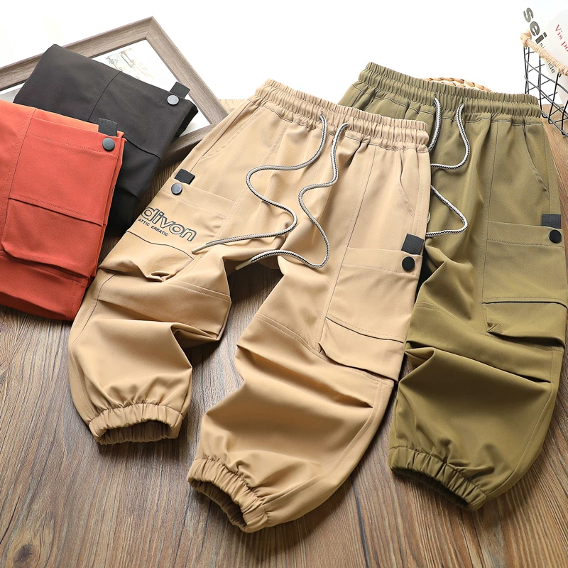 男童工装裤春秋2025新款儿童韩版松紧腰休闲裤中大童宽松运动长裤