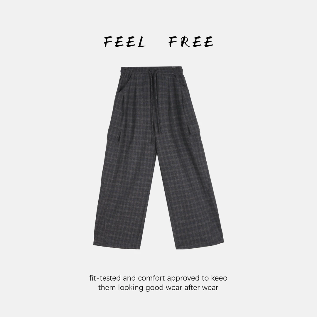 FEEL FREE-格纹毛呢弯刀裤裤 2025新款NEW