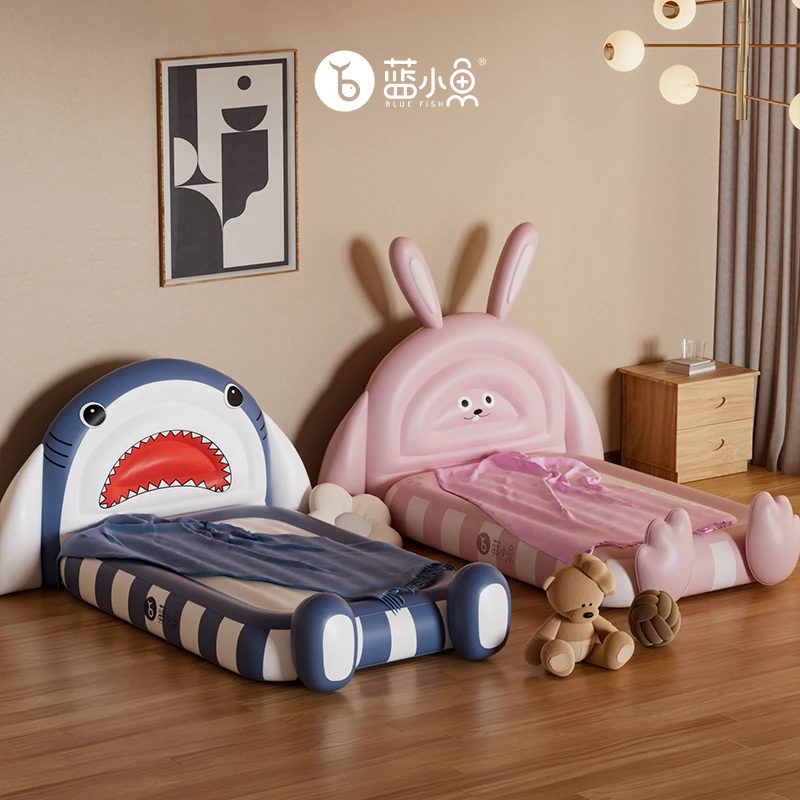 蓝小鱼儿童过夜床小孩午夜打地铺网红可爱造型户外充气床充气便携