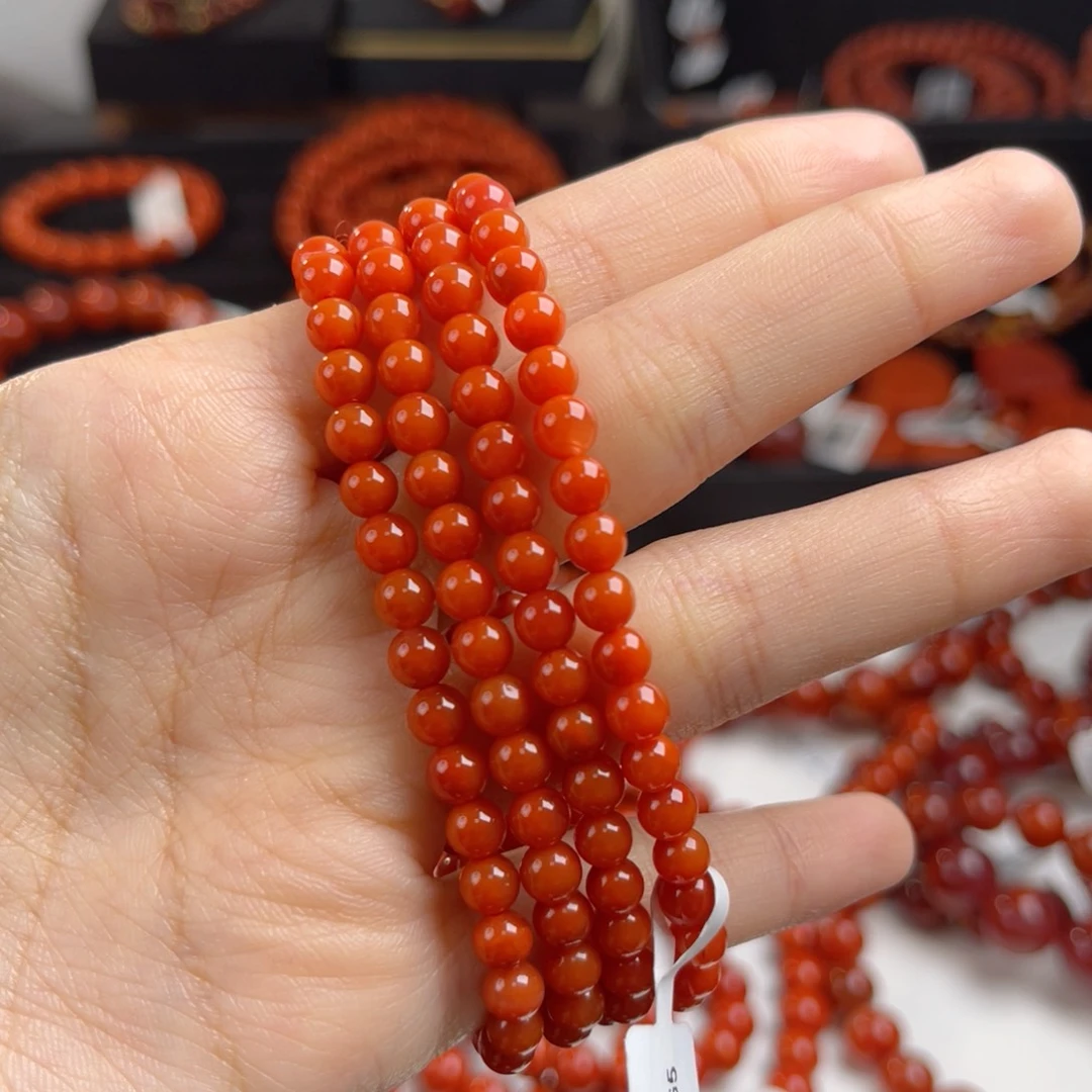 未镶嵌柿子红长链5m南红玛瑙