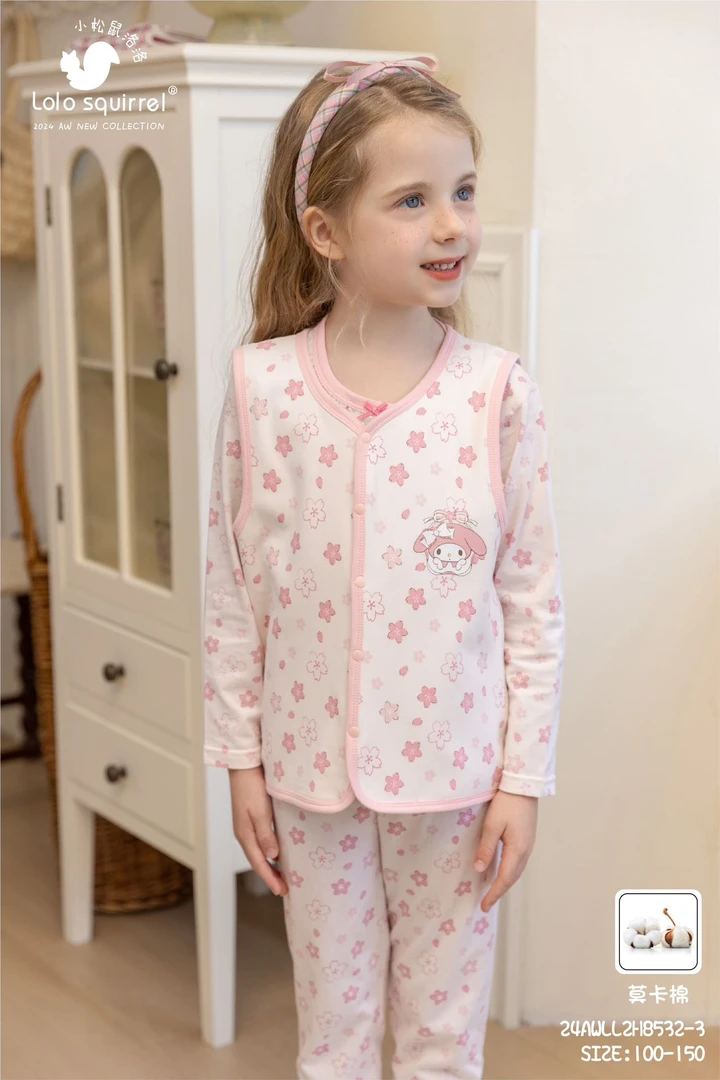 洛洛 花花小兔双层保暖马甲LL2H8532-3