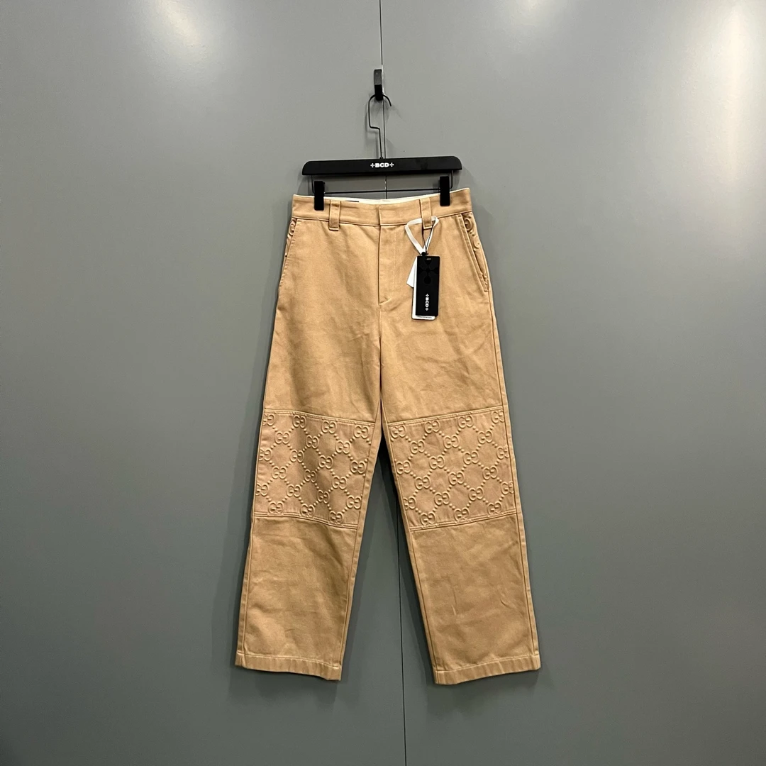 99新 GUCCI/古驰 GUCCI 古驰 卡其色GG浮雕牛仔裤 44码/全新