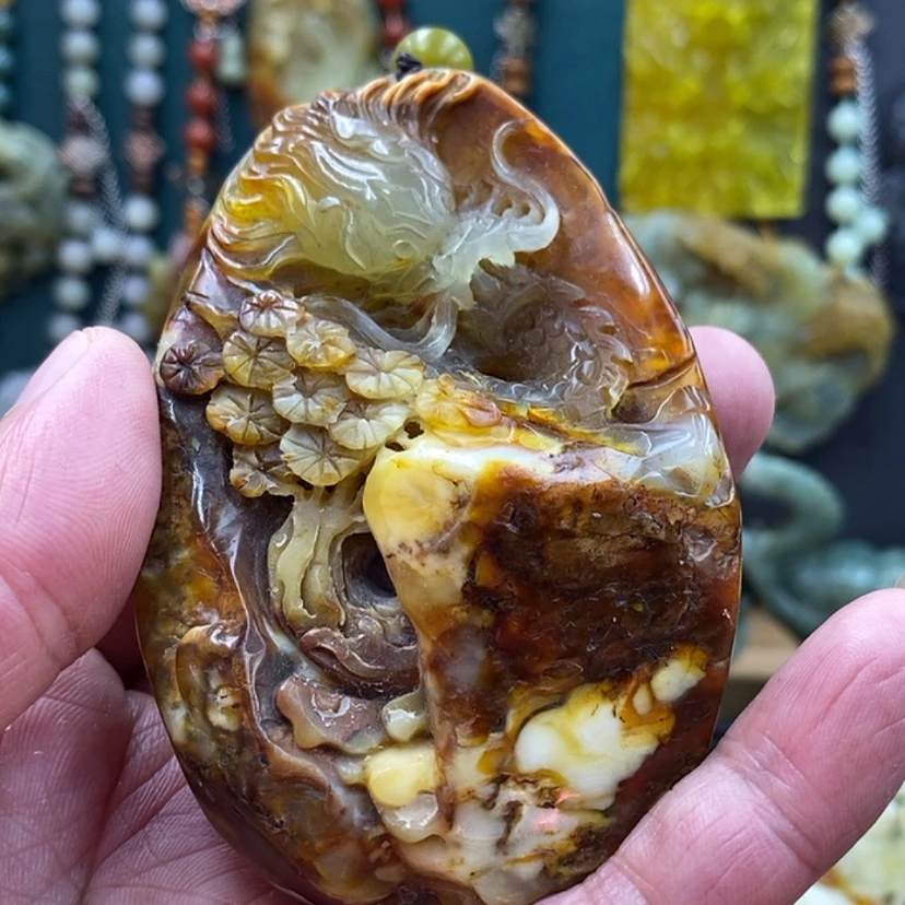 【闪购商品】未镶嵌岫玉把件全壳山水龙