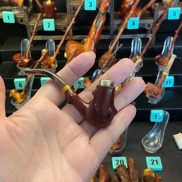 待***信大叶紫檀（黑酸枝木类）檬子木烟斗