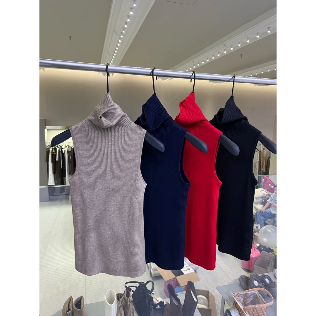 【娇娇私服定制】新款时尚高领针织毛衣背心82091#
