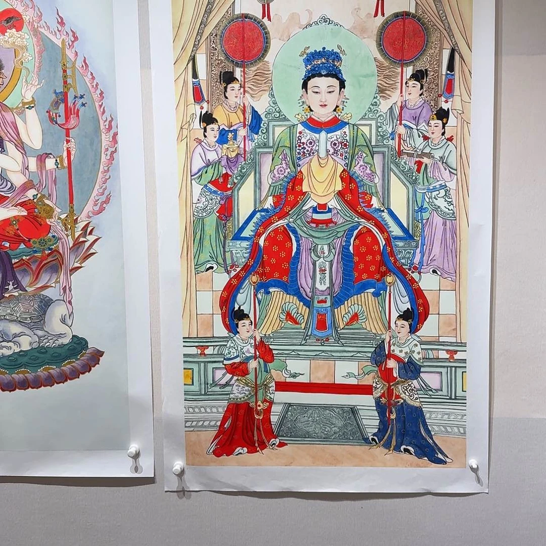 敏***寅国画国画碧霞元君一副作品